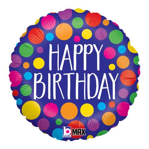 Polka Dot Birthday Foil Balloon 18 in.