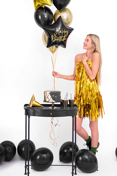 Happy Birthday Black Star Foil Balloon 18 in. - PartyDeco USA