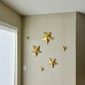 3D Gold Stars Decoration Set (6 Pieces) PartyDeco USA