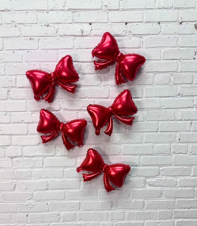 Red MINI Bow Foil Shape Balloon 9 in. (5 ct.)
