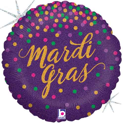 Mardi Gras Glittering Foil Round Foil Balloon 18 in.