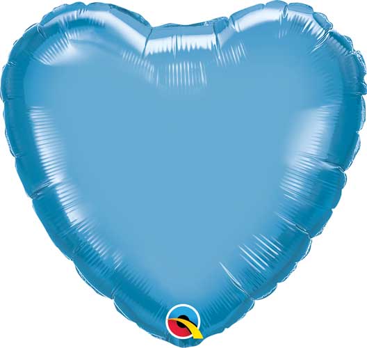 Solid Heart Shape Foil Chrome Blue - 18 in.