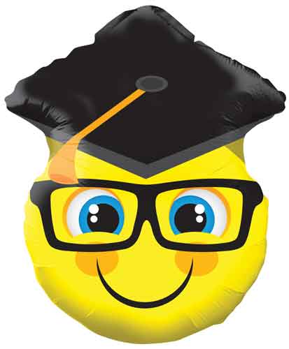 Smiley With Grad Cap Shape Foil Balloon 18 in.