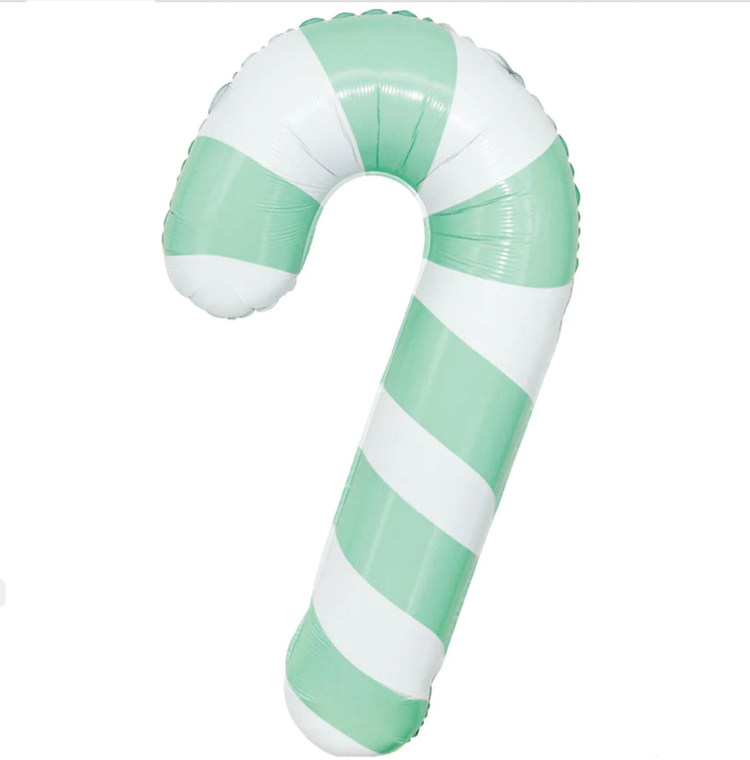Mint Green Candy Cane Shape Foil Balloon (Choose size)