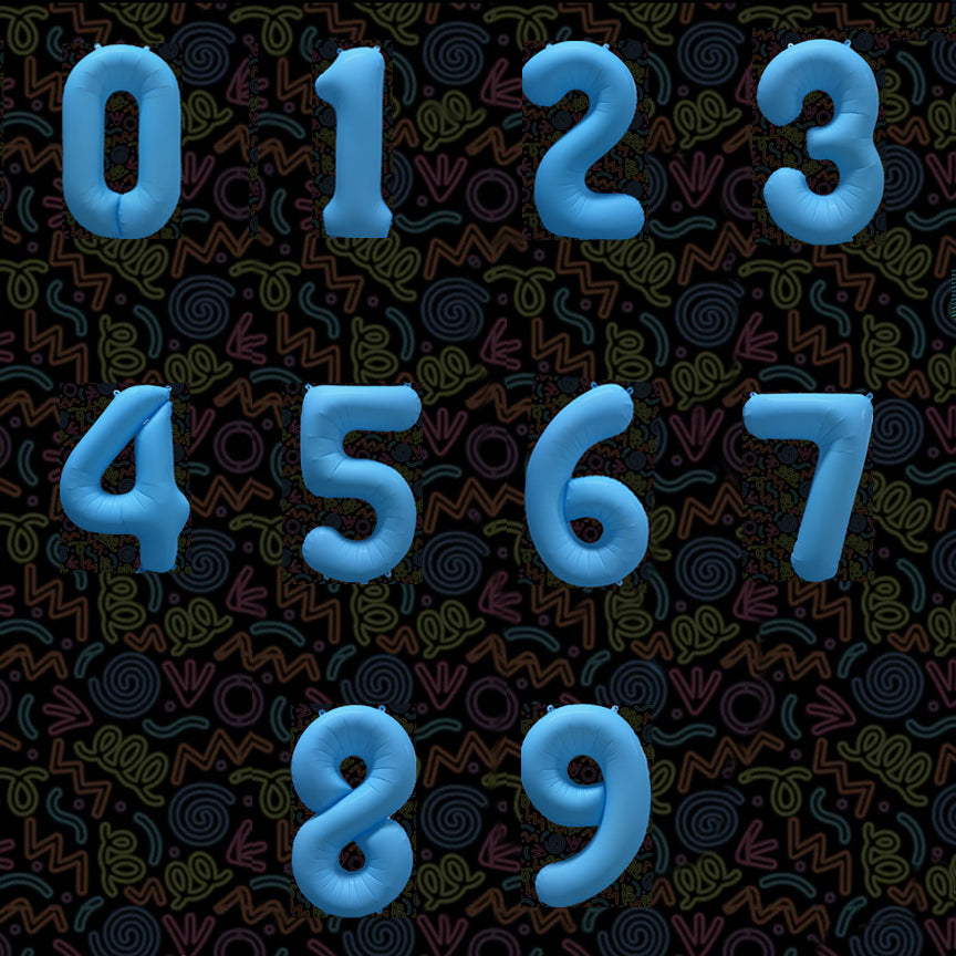 DecoChamp Neon Blue Number Balloons (0 to 9) - 34 in.