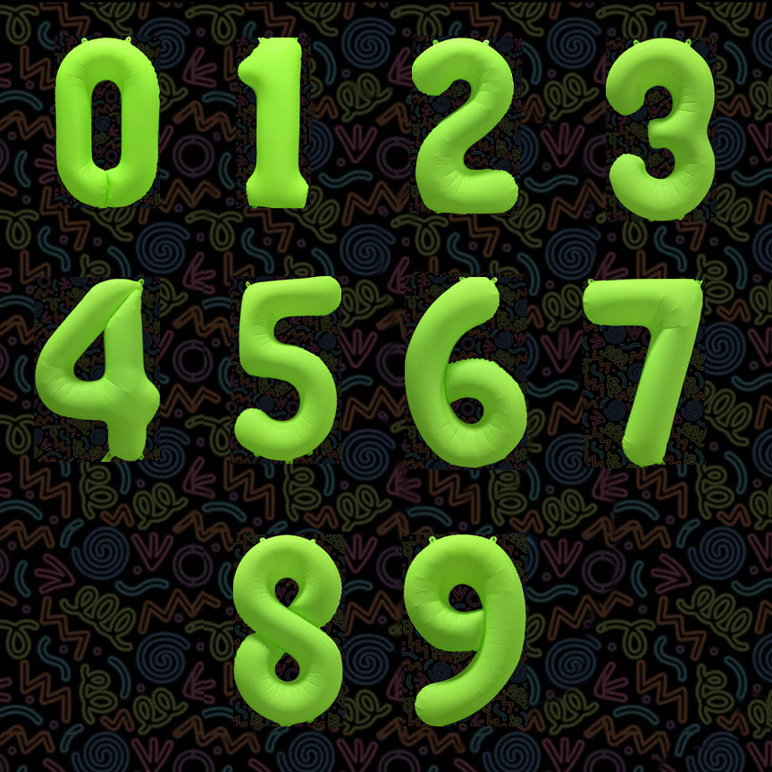 DecoChamp Neon Green Number Balloons (0 to 9) - 34 in.