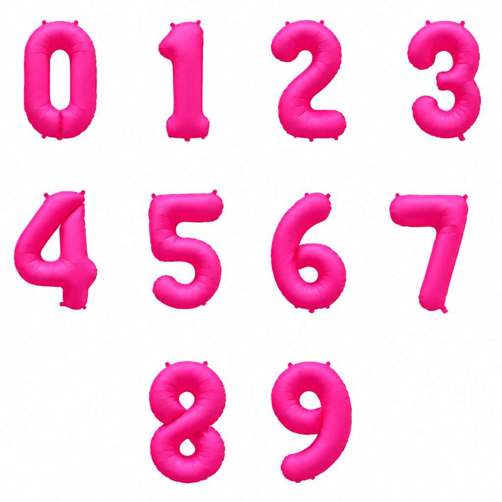DecoChamp Neon Pink Number Balloons (0 to 9) - 34 in.