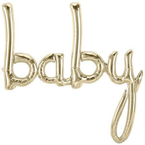 "Baby" Script Foil - White Gold - 34 in.