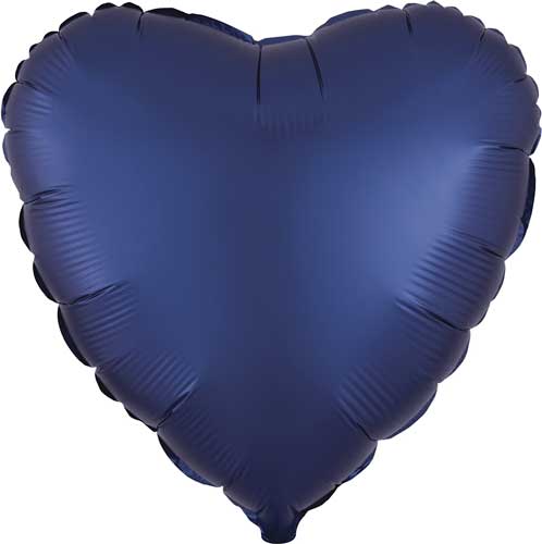 Solid Heart Shape Foil Satin Luxe Navy Blue - 17 in.