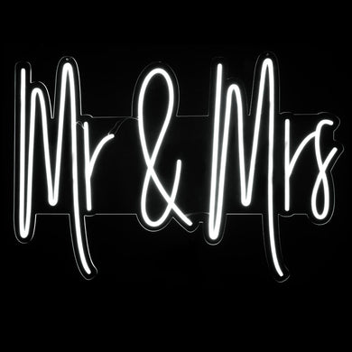 LED Neon Light Sign With Hanging Chain - Mr & Mrs