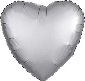 Solid Heart Shape Foil  Satin Luxe Platinum - 17 in.