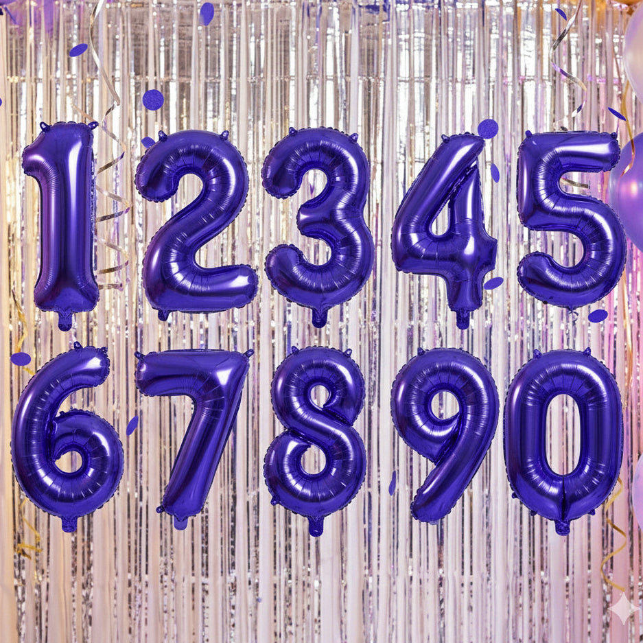 Purple Foil Number Balloons (0 to 9) - 34 in.