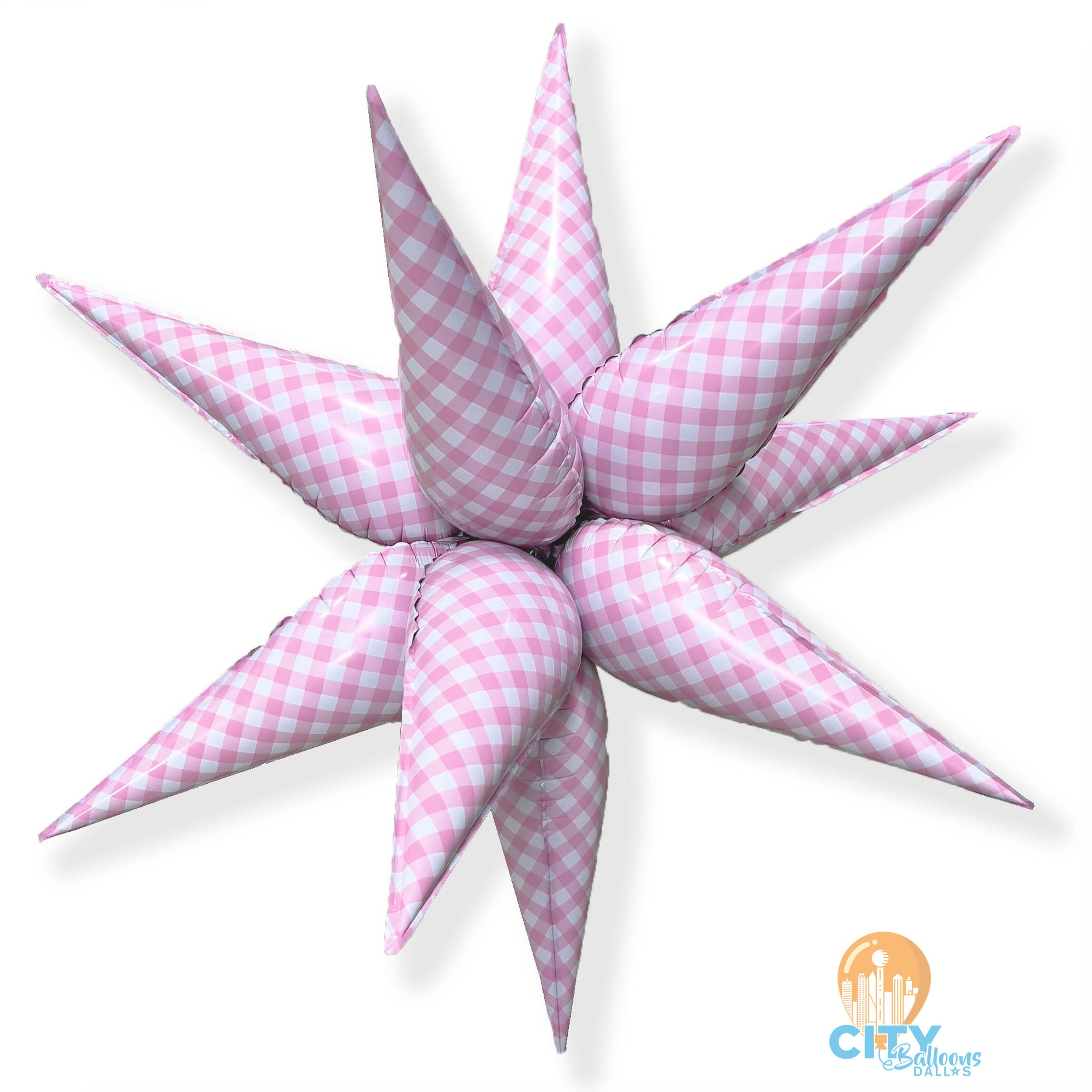 Pink Gingham Starburst  - 40 in.