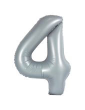 Load image into Gallery viewer, DecoChamp Gray Foil Number Balloons (0 to 9) - 34 in.