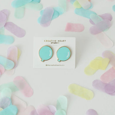 Balloon Shaped Earrings - Aqua