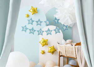Light Blue Star Baby Shower Banner Foil Balloon 10 ft.