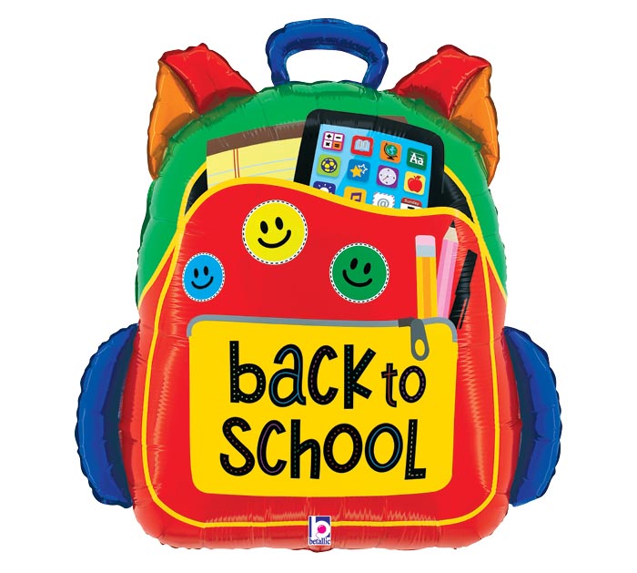 Back to School Backpack Shape Foil Balloon 25 in.