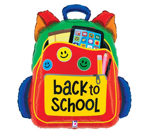 Back to School Backpack Shape Foil Balloon 25 in.