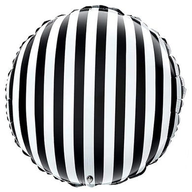 Black & White Stripes Round Foil Balloon 18 in.