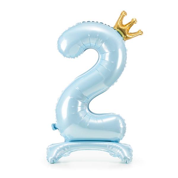 Light Blue Standing Foil Number (0 to 9) - 34 in. - PartyDeco USA