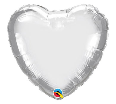 Solid Heart Shape Foil Chrome Silver - 18 in.