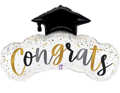 Grad Satin Congrats Confetti Foil Balloon 40 in.