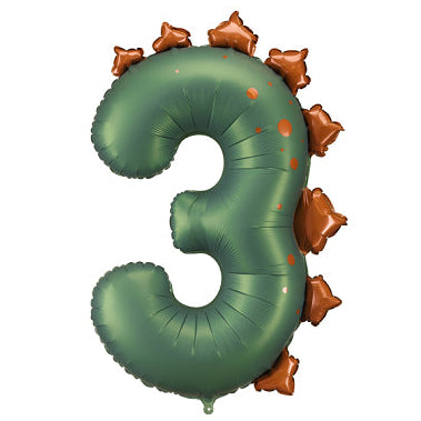 Dinosaur Number 3 Foil Balloon 36 in. PartyDeco USA