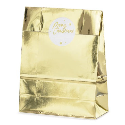 Gold Gift Bags 10 x 15 x 4 in. (3 Pieces) - PartyDeco USA