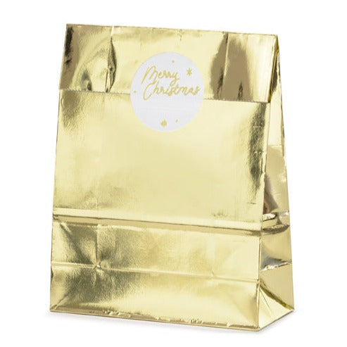 Gold Gift Bags 7 x 11 x 3 in. (3 Pieces) PartyDeco USA