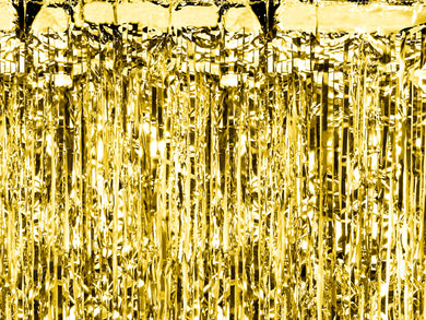 Gold Party Curtain 3' x 8' - PartyDeco USA