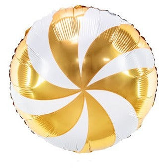 Globo de aluminio redondo con forma de caramelo dorado de 18 pulgadas PartyDeco USA