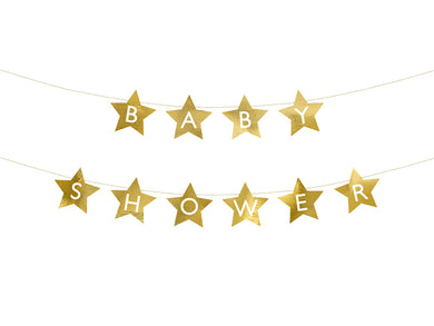 Gold Star Baby Shower Banner Foil Balloon 10 ft. PartyDeco USA