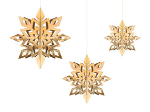 Hanging Decoration Snowflake Gold (6 Pieces)