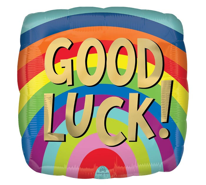 Good Luck Rainbow Stripes Foil Balloon 17in