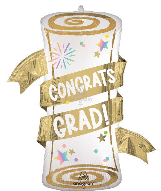 Satin Pastel Grad Party Diploma Foil Balloon 31 in.