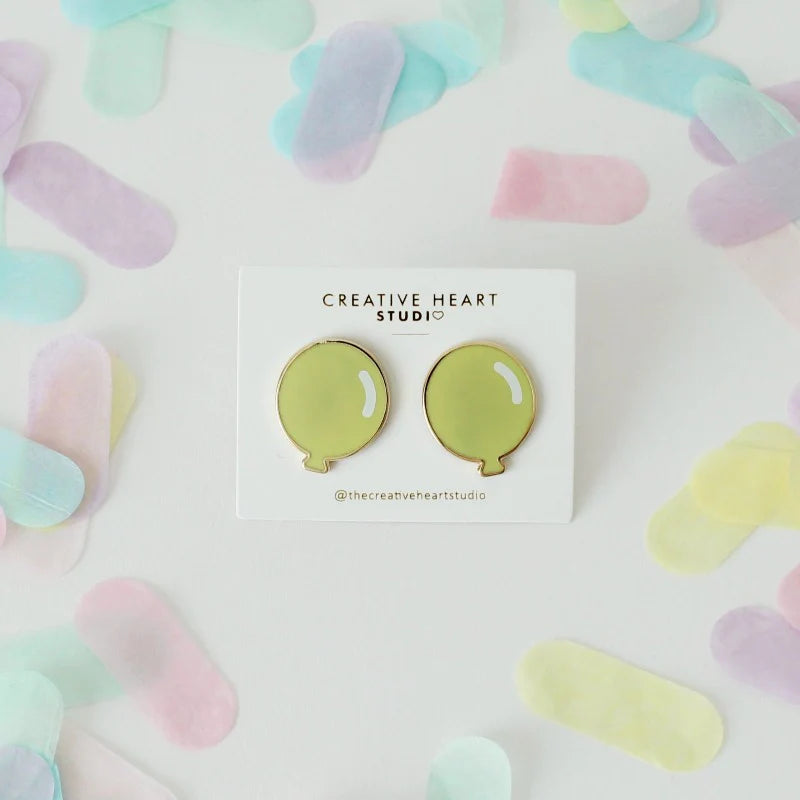 Balloon Shaped Earrings - Green