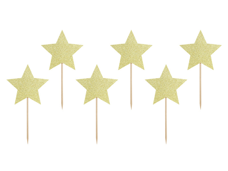 Juego de adornos para tartas con estrellas doradas (6 piezas) - PartyDeco USA