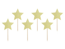 Load image into Gallery viewer, Gold Stars Cake Topper Set (6 Pieces) - PartyDeco USA