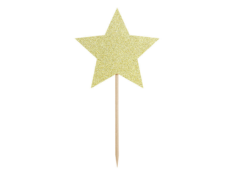 Gold Stars Cake Topper Set (6 Pieces) - PartyDeco USA