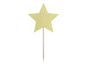 Gold Stars Cake Topper Set (6 Pieces) - PartyDeco USA