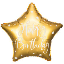 Load image into Gallery viewer, Happy Birthday Gold Star Foil Balloon 18 in.