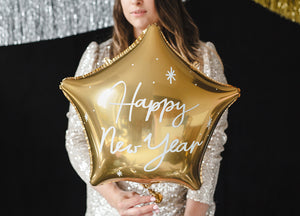 Happy New Year Gold Star Foil Balloon 20 in.