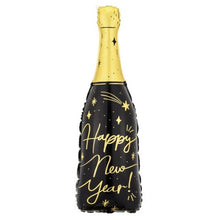 Load image into Gallery viewer, Happy New Year Black Bottle Foil Balloon 39 in.