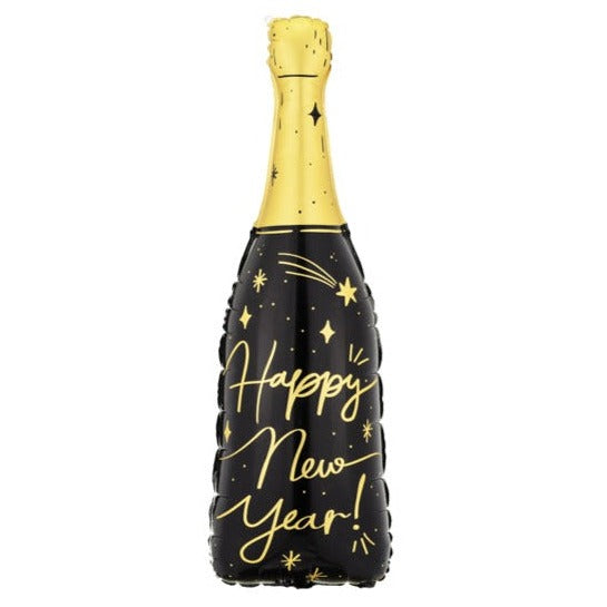Happy New Year Black Bottle Foil Balloon 39 in.