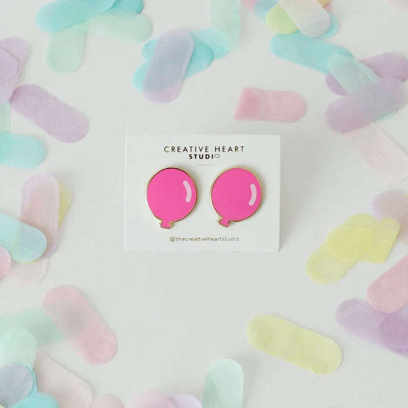 Balloon Shaped Earrings - Hot Pink