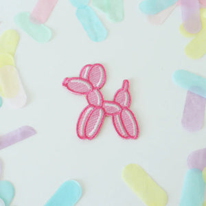 Balloon Dog Embroidered Patch - Pink