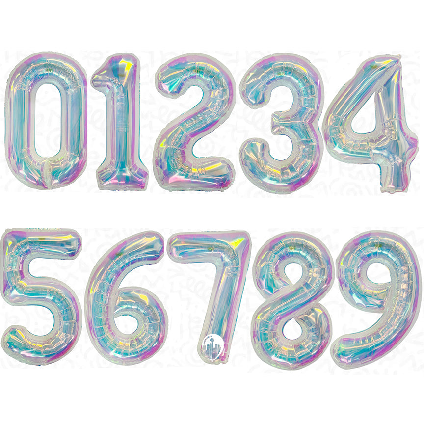 DecoChamp Iridescent Foil Number Balloons (0 to 9) - 34 in.