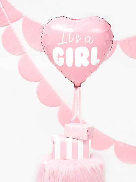 Globo de aluminio con forma de corazón rosa de 18 pulgadas con la palabra "It's a Girl".