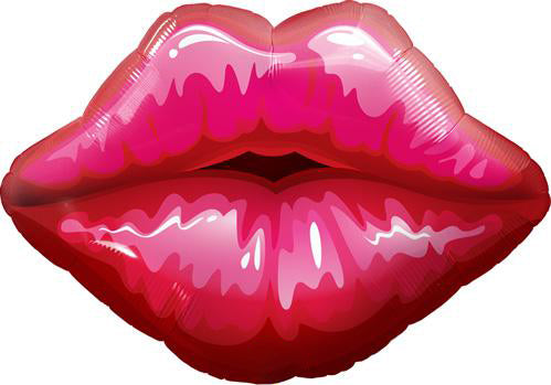 Red Kiss Lips Foil Balloon 30 in.