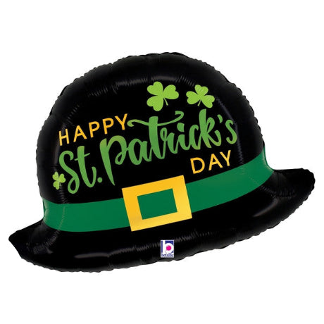 St. Patrick's Day Leprechaun Hat Shape Foil Balloon 26 in.